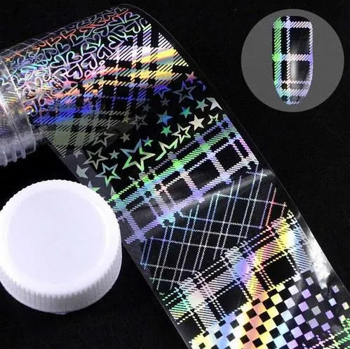 1 metre x 4 cm starry sky nail sticker roll with printed stars in plastic bottle outer box