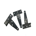 Fixed light T-shaped iron hinge for wooden doors, available in multiple sizes.