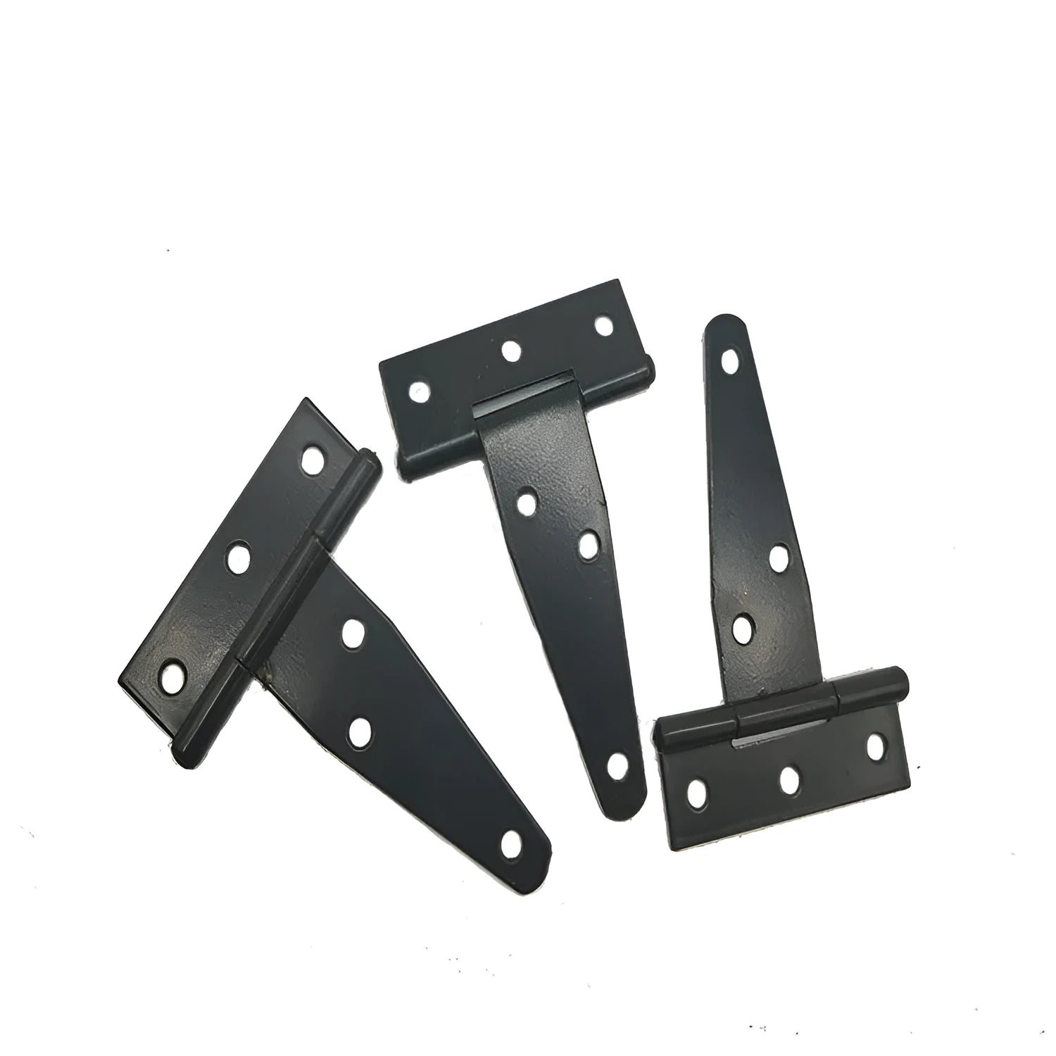 Fixed light T-shaped iron hinge for wooden doors, available in multiple sizes.