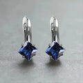 Women's copper earrings with diamond pattern and zircon inlay in blue, green and multicolour options