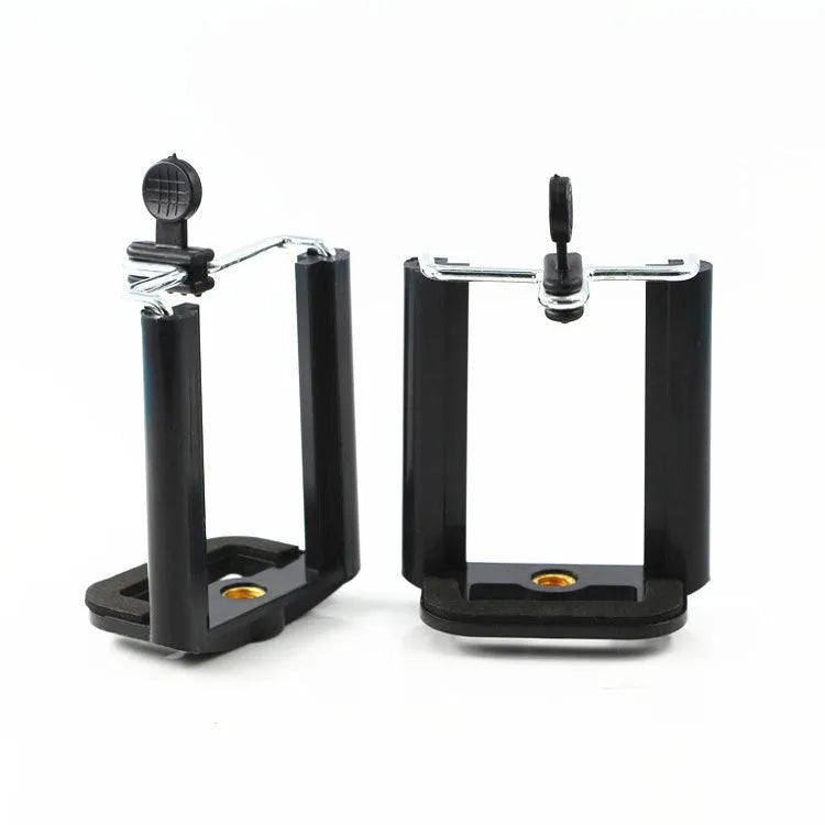Black plastic U-clip mobile phone mounting bracket for tripods and light stands.