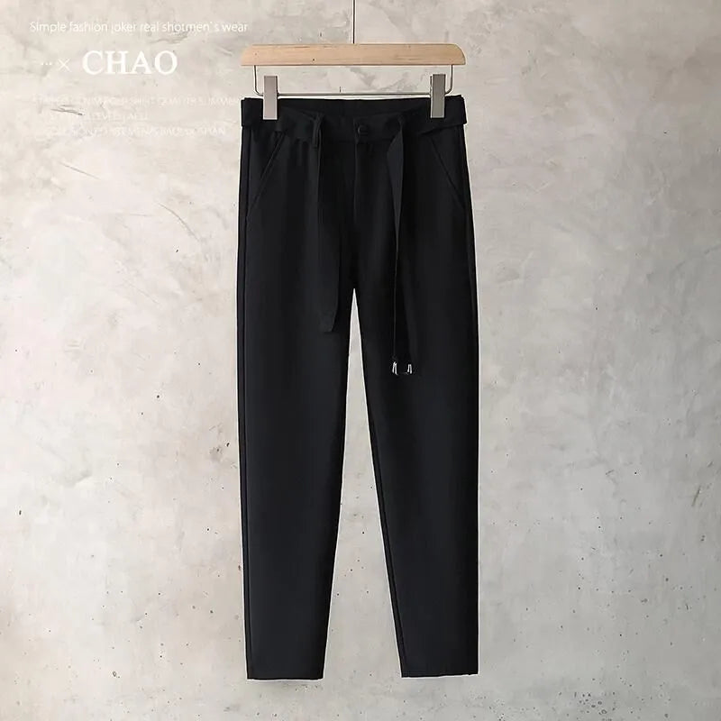 Boys slim straight wool trousers in tapered business casual style