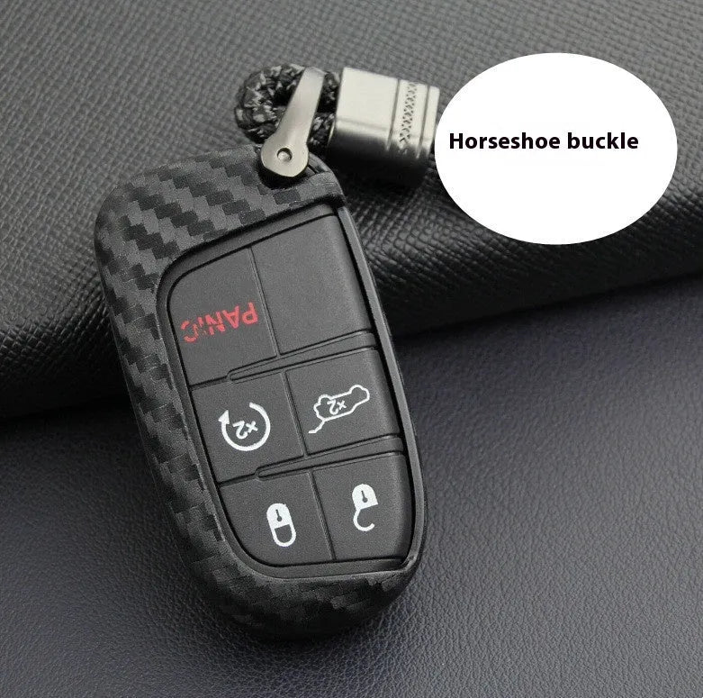 Carbon fibre patterned silicone key case cover for Dodge Chrysler Fiat car remote keys