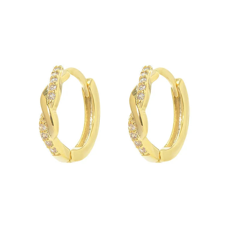 Geometric interwoven hemp rope earclip earrings for women in gold and silver colour options.