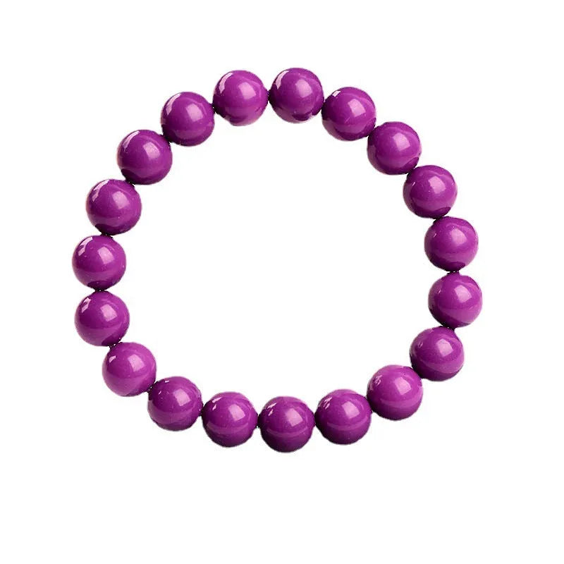 Jiuya purple mica crystal bracelet with polished beads in 5A grade, showing single circle design.