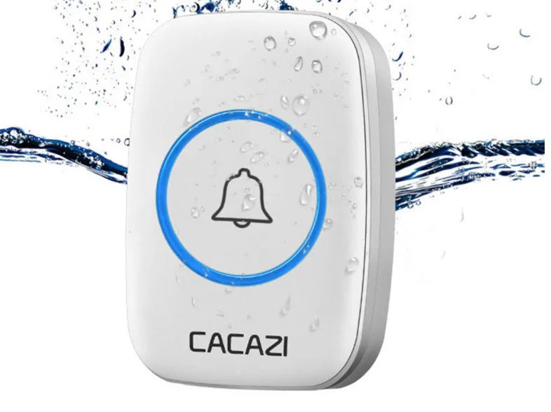 Wireless doorbell receiver and transmitter unit in white, black, gold, or silver finish.