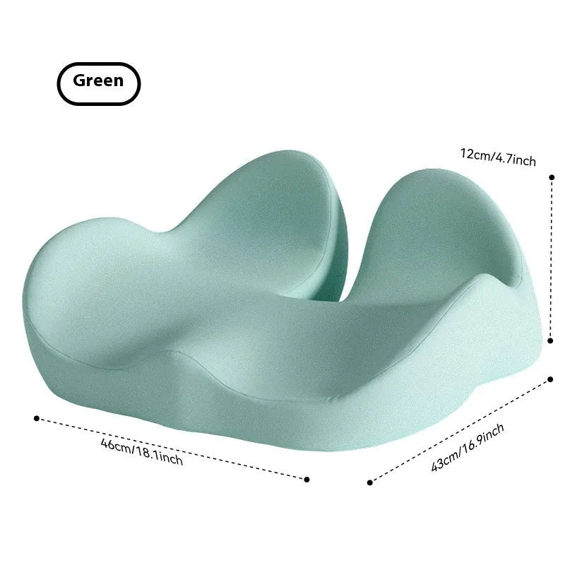 Memory foam office chair cushion in light grey, black, or green measuring 46x43x12cm