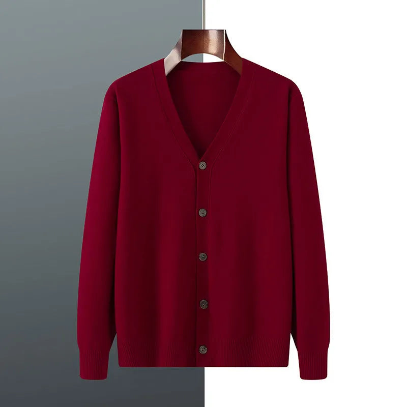 Men's Andy velvet loose cardigan coat in V-neck design with long sleeves showing colour options