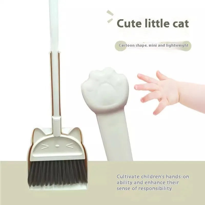 Purple broom and dustpan set with non-stick plastic and rotating brush holder