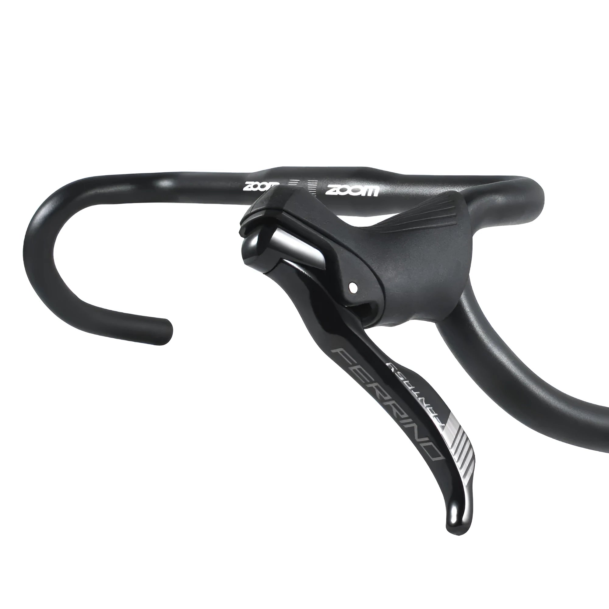 Black aluminium alloy road bike bent handlebar, 420mm wide with 31.8mm clamp.