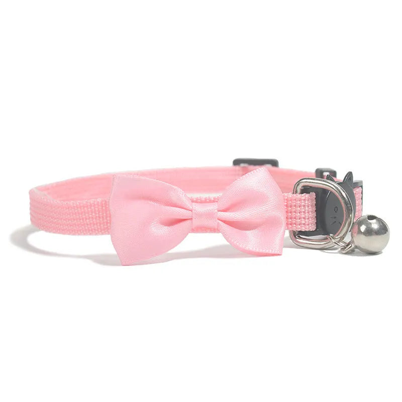 Striped adjustable nylon cat collar with bell in multiple bright colour options
