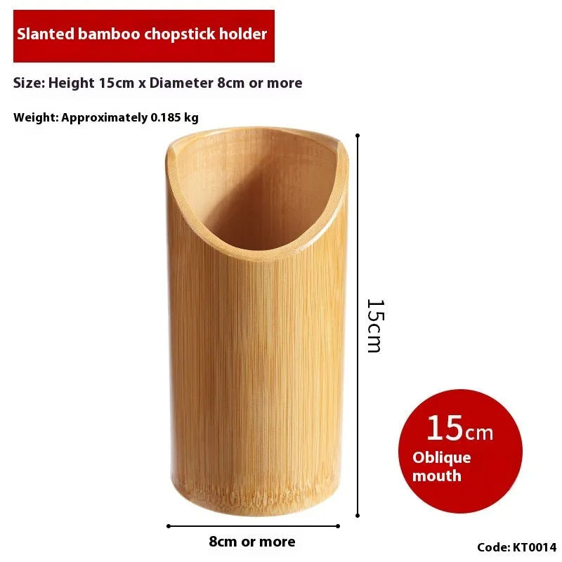 Bamboo chopsticks holder tube in creative style for utensil storage