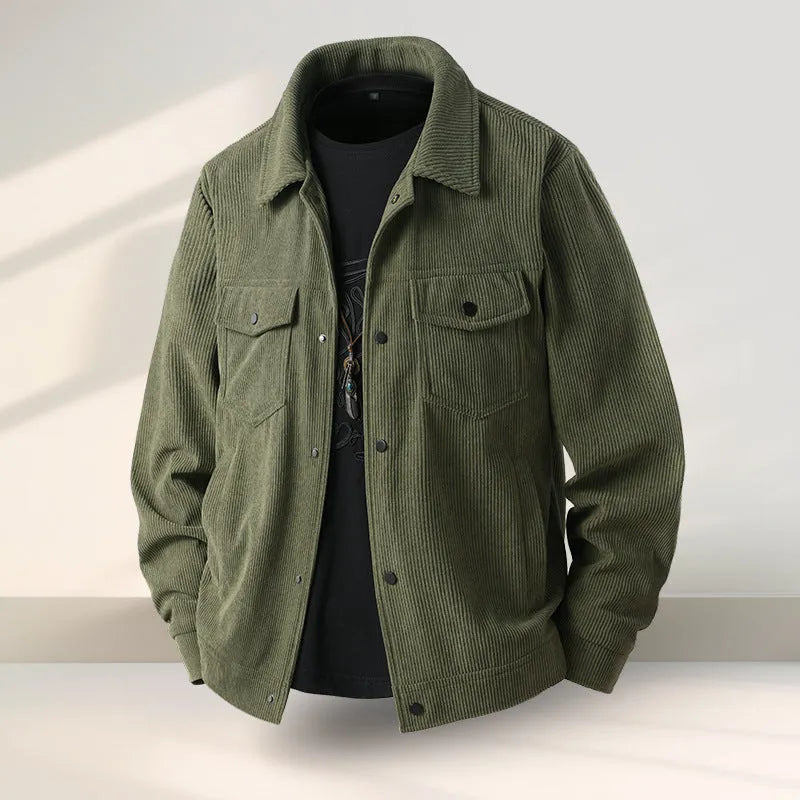 Men's slim fit casual coat in four colours, showing Vinylon and Lycra fabric detail