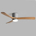 Fan pendant lamp with wooden blades and PVC shade in black, 36 inch, with remote control