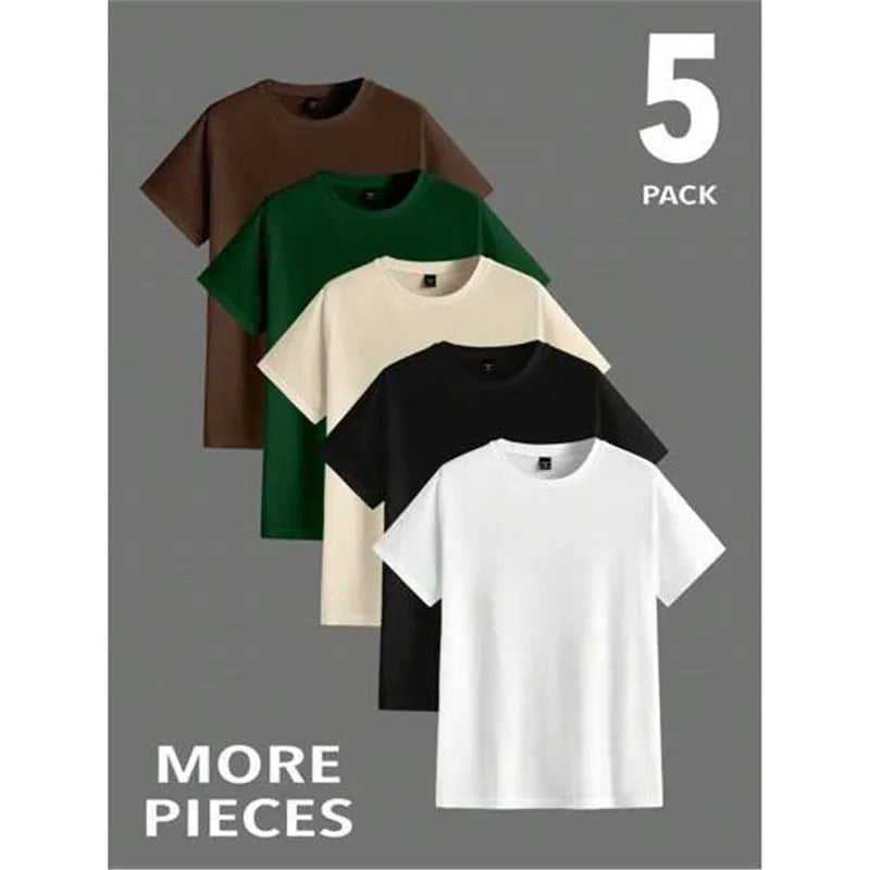 Men's slim-fit cotton short sleeve T-shirt with printed letters design in various solid colours