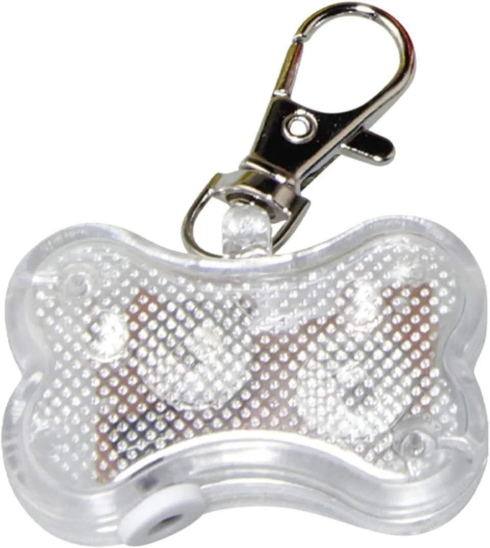 Bone-shaped LED luminous pendant for pet collars in multiple colours with three lighting modes