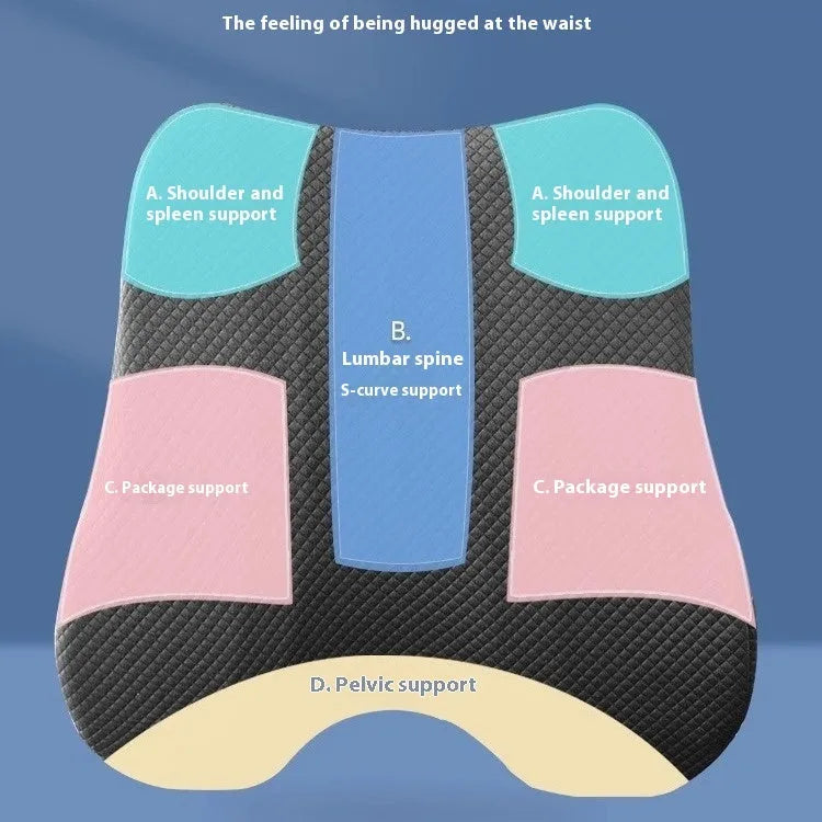 Office chair lumbar support cushion in grey, pink, or navy blue measuring 40cm x 40cm x 8cm