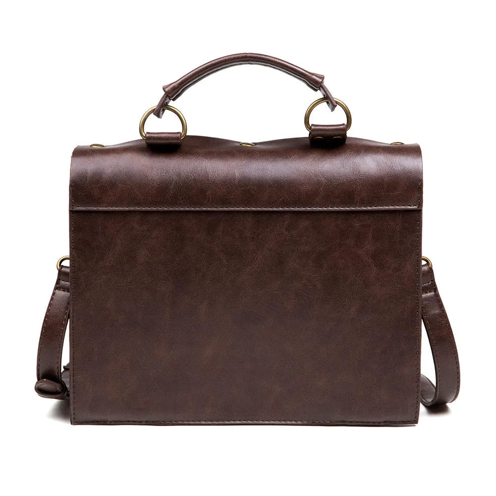 Bronze steampunk industrial retro style shoulder bag with metal hardware and square pillow design