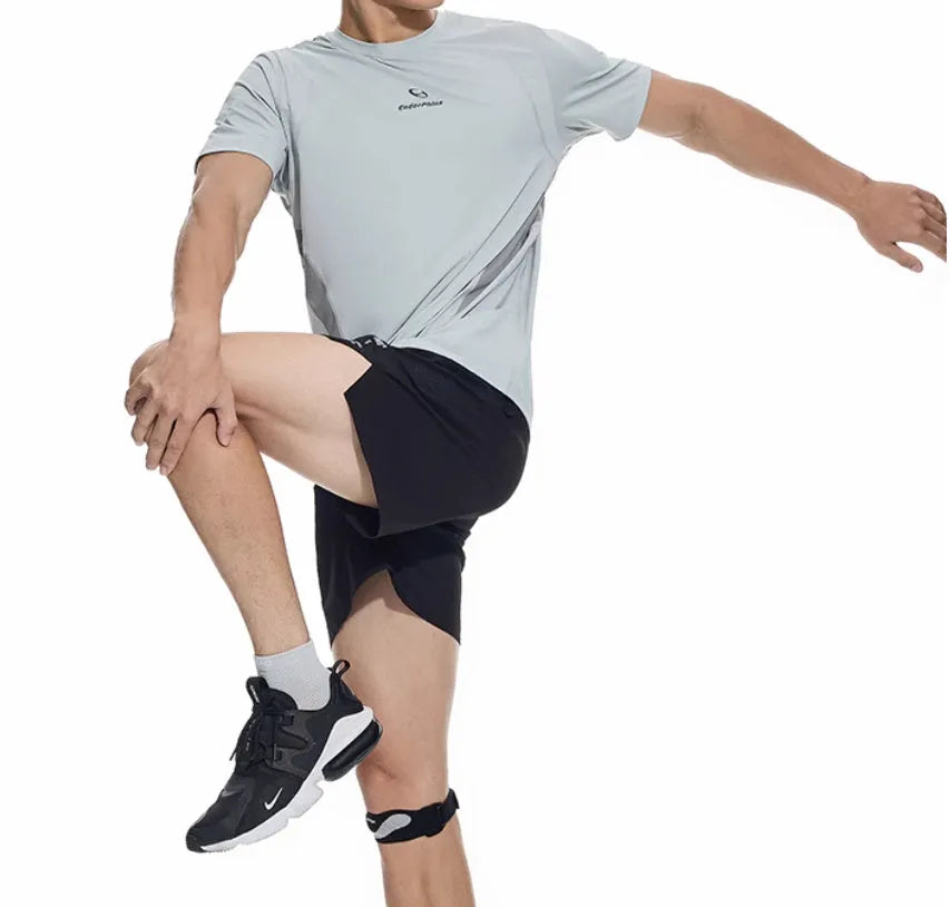 Black running shorts with laser-stitched seams and four-sided stretch fabric for training.