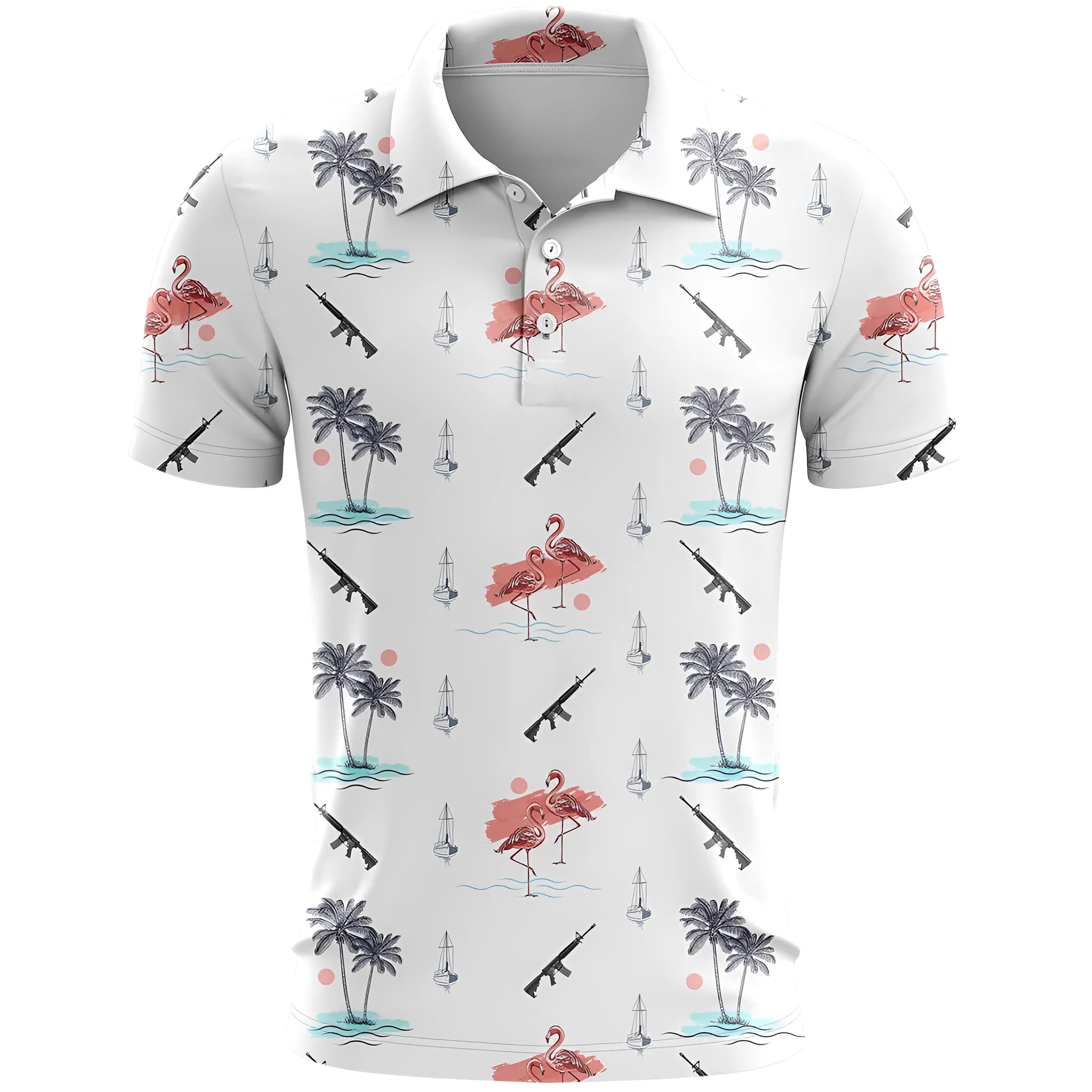 Man's loose-fit 3D printed short sleeve T-shirt in bird eye cloth, shown in multiple colour options.