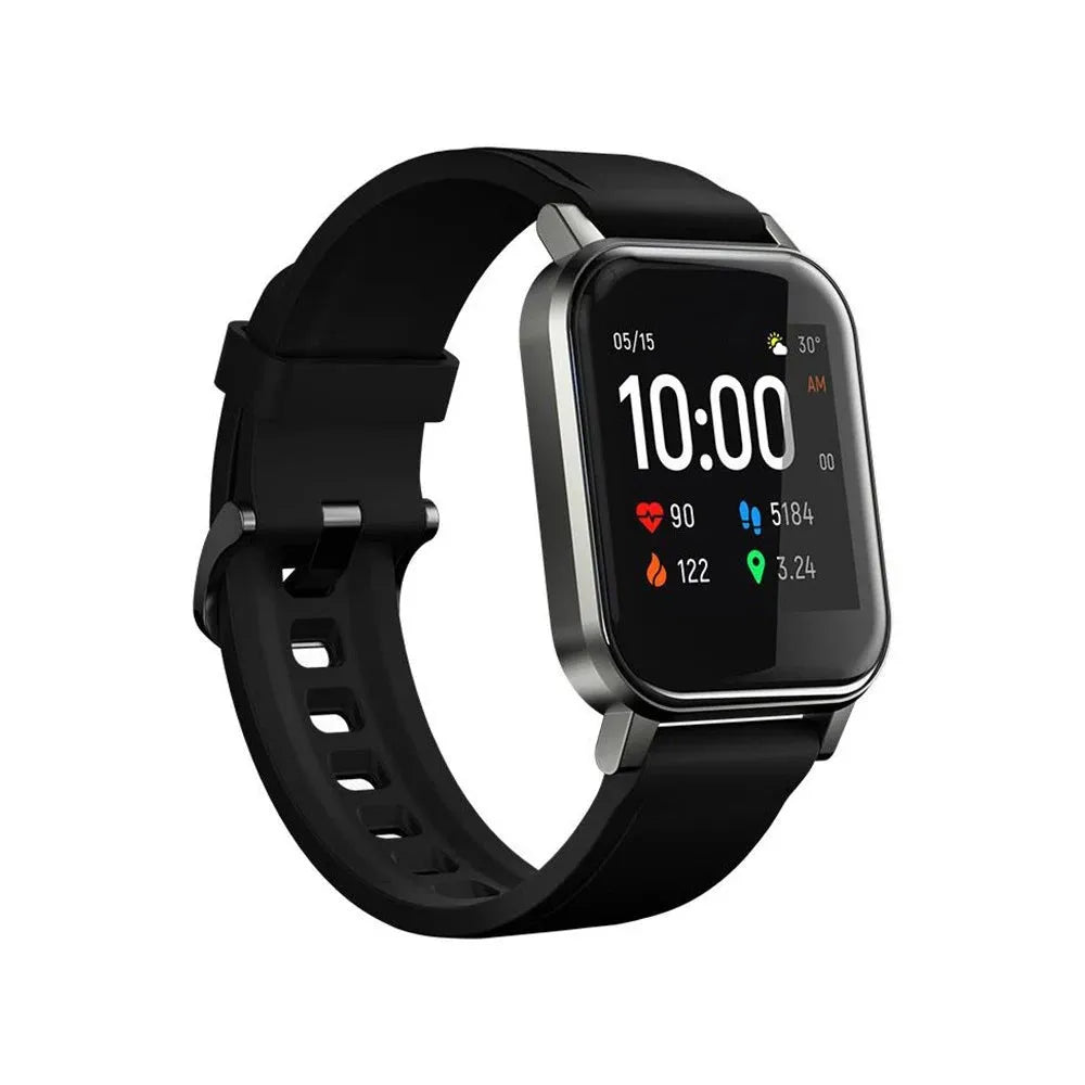 Black waterproof smart bracelet with 1.4-inch screen showing health metrics