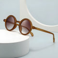 European American retro artistic round sunglasses C2 Black Frame Double Gray plastic full frame UV400 protection