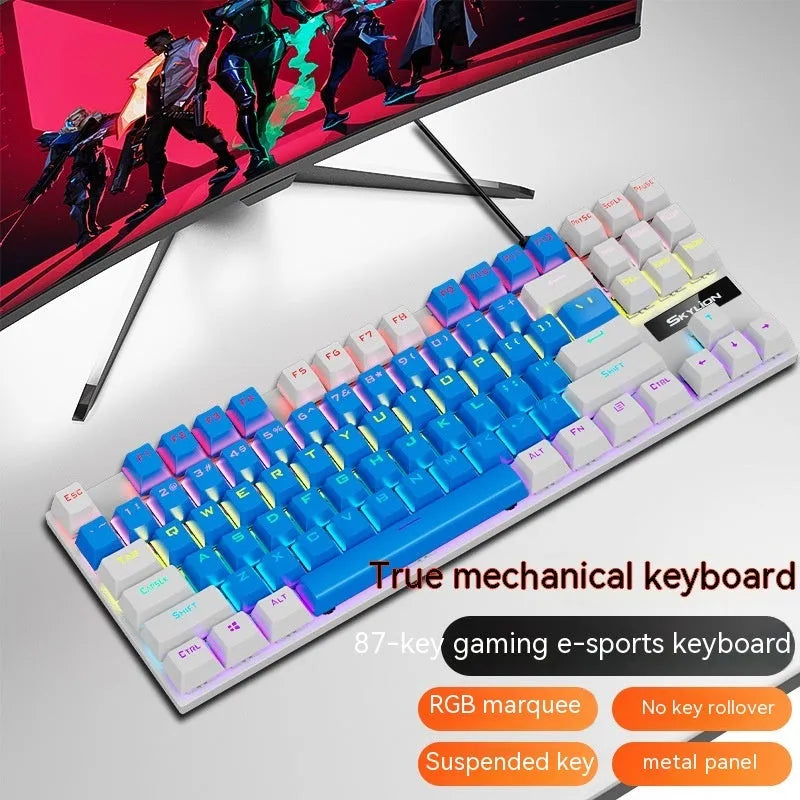 K87 mechanical keyboard with metal frame in selected colour, showing wired USB connection.