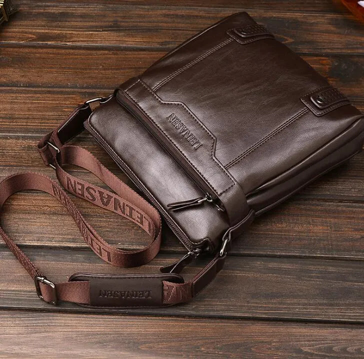 Men messenger bag soft shoulder bag with zipper closure in black colour