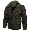 Mountainskin men's winter fleece jacket in army green with hood and full front zipper