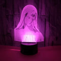 3D LED night light showing colourful dual-ring pattern from laser-engraved acrylic plate with touch control base