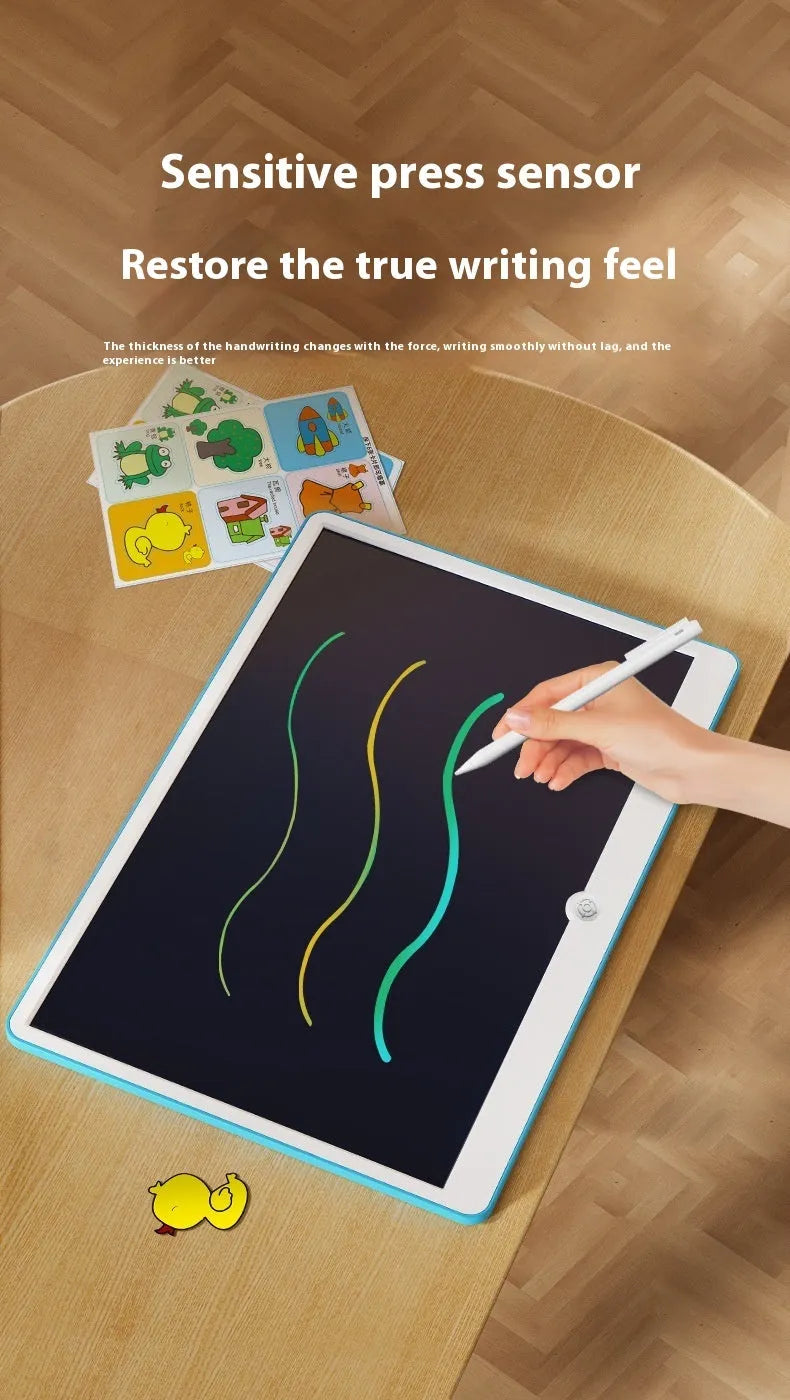 19-inch LCD children's drawing board in blue and white colour scheme with stylus