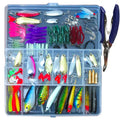 132-piece fishing lure set with full swimming layer lures, soft baits, and hooks in compact case