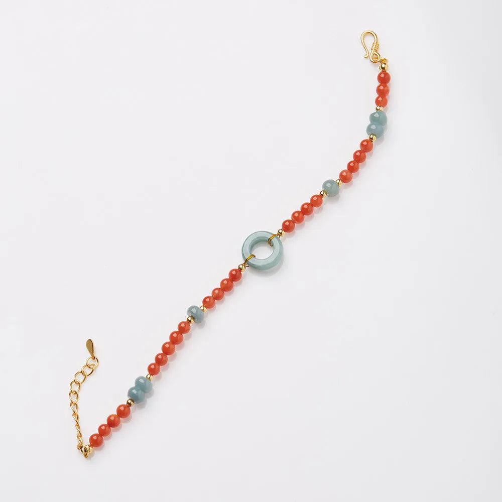 Natural South Red agate bracelet for women, 4mm beads, adjustable hand circumference 15.5-18cm, safety buckle clasp