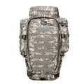60L nylon mountaineering camping backpack in green, with multiple compartments