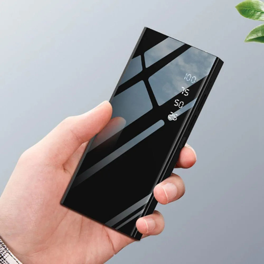 20000mAh power bank with LCD display showing battery percentage and dual USB charging ports