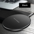 Ultra-thin black square wireless charging pad with 9V fast charging support
