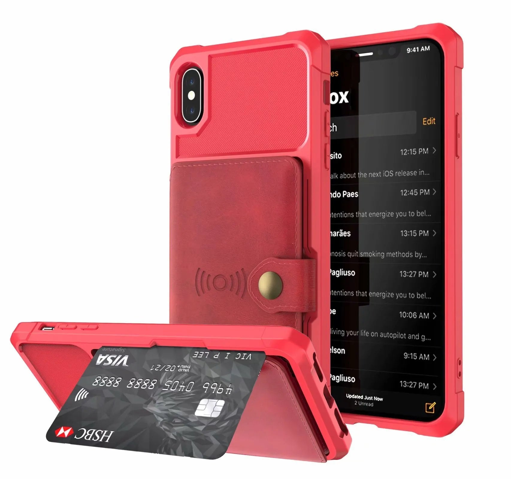 Geometric pattern PU mobile phone case in multiple colours for iPhone and Samsung models.