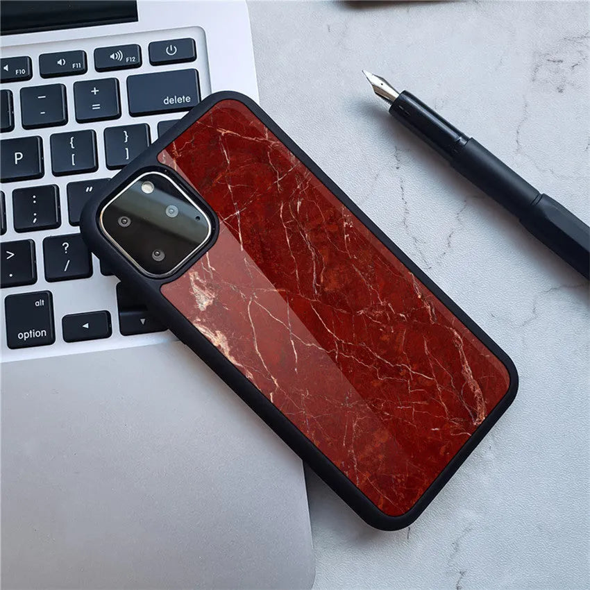 Marble phone case back cover with camouflage pattern on iPhone showing Black gold colour