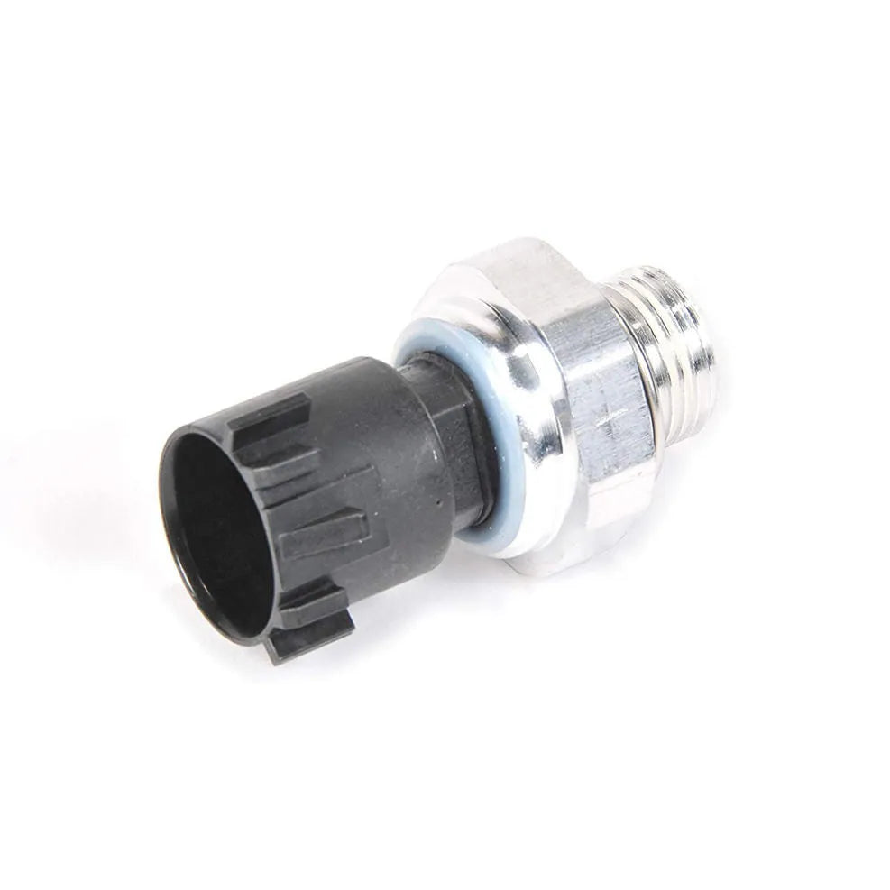 Silver automobile fuel pressure sensor with automotive electrical connector