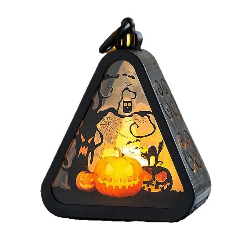 Halloween pumpkin lamp battery-operated portable decoration in plastic and glass construction
