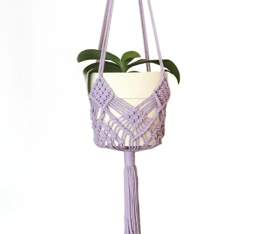 Hand-woven minimalist flower pot in polyester cotton fabric shown in brown colour