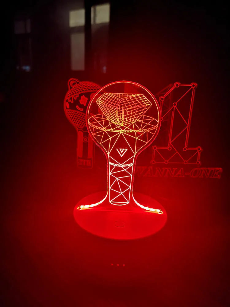 Clear acrylic stand with BTS Light 101 style, tower and gem options, 100-240V voltage support