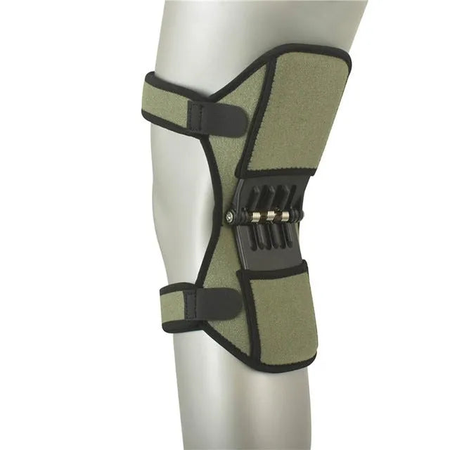 Knee brace with spring mechanism in adjustable design for mountaineering and sports activities