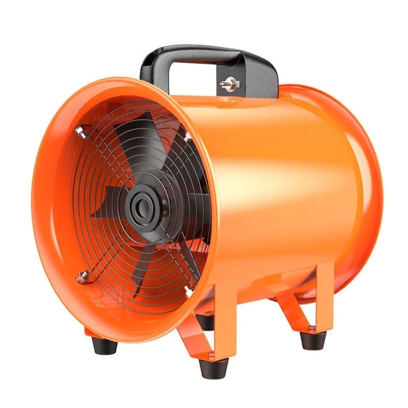 Portable 8-inch titanium steel axial flow industrial fan with a 5-metre attached air duct.