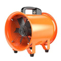 Portable 8-inch titanium steel axial flow industrial fan with a 5-metre attached air duct.
