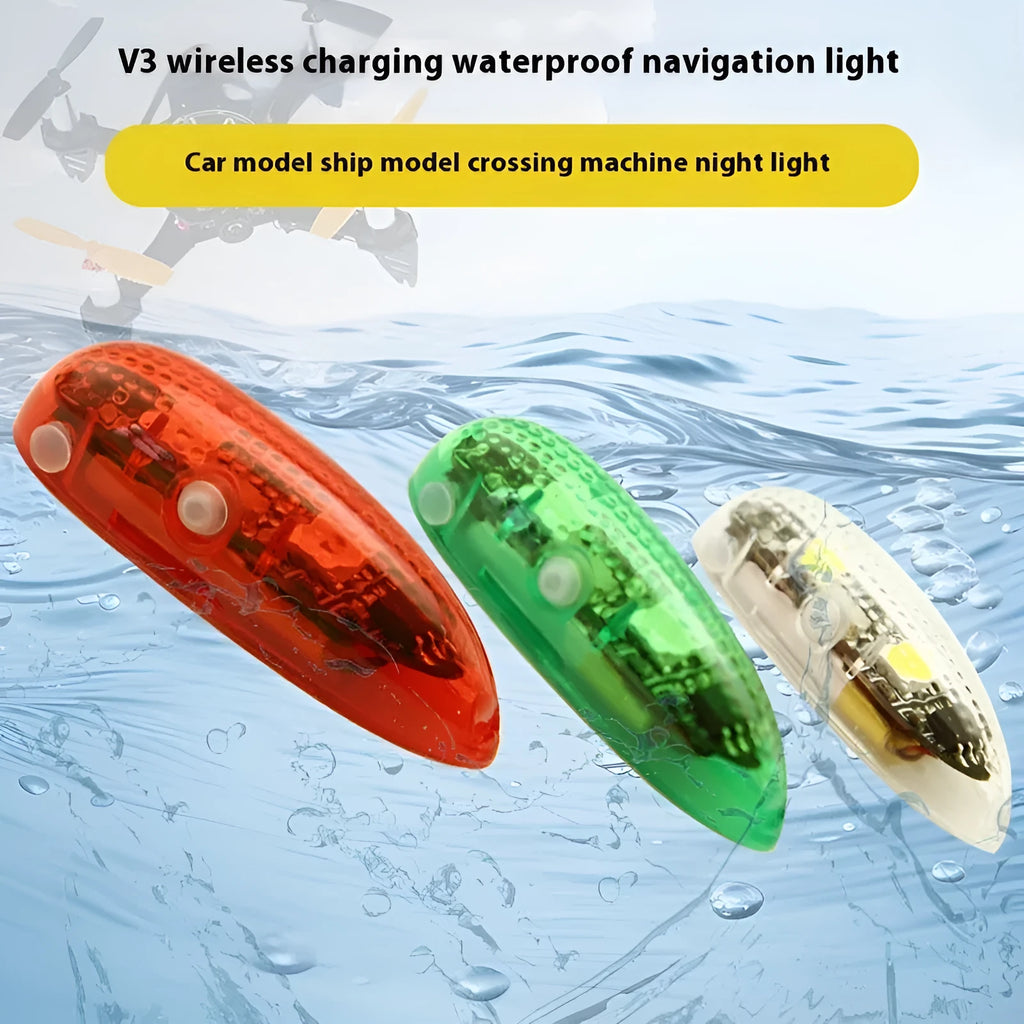 V3 wireless charging waterproof navigation lights for model boats and cars with adhesive backing