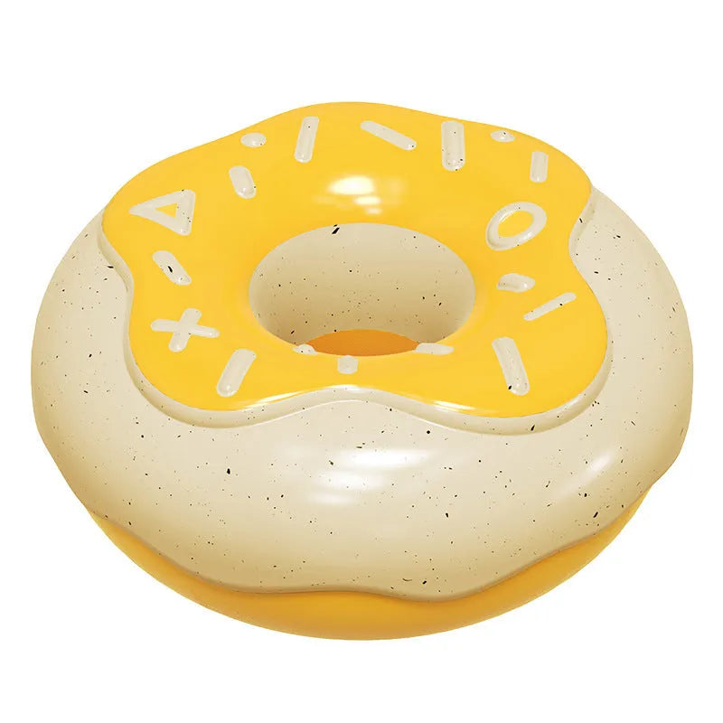Pink donut-shaped dog chew toy with textured surface for teeth cleaning