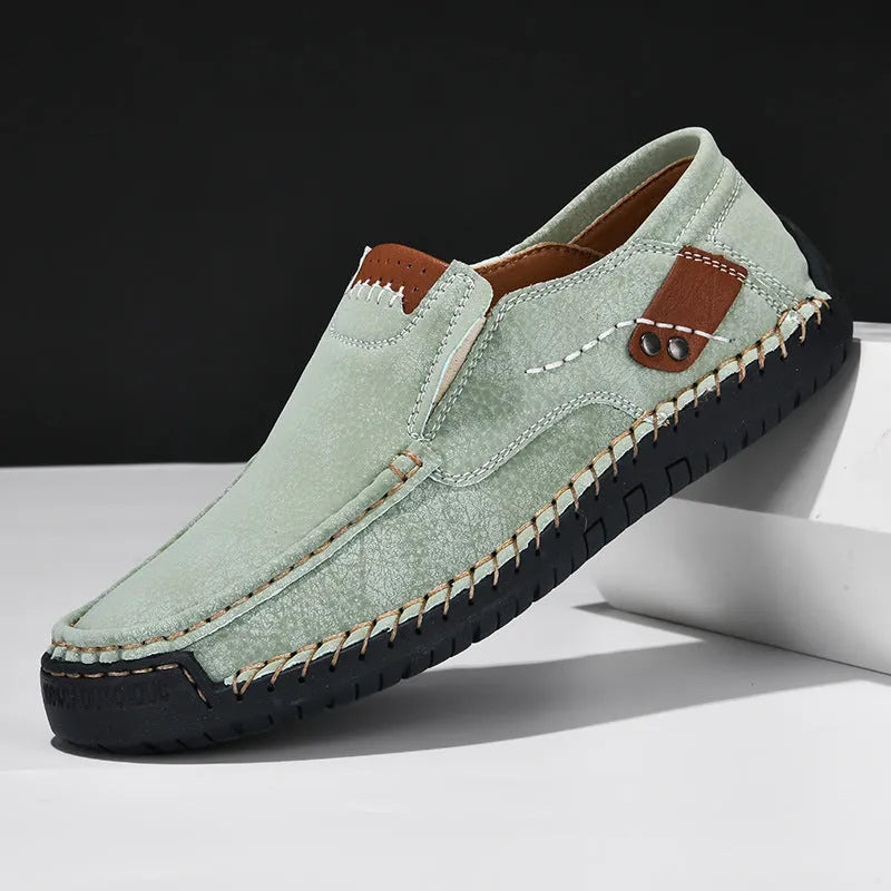 Men's business casual shoes with breathable microfiber upper, round toe, and lace-up closure available in multiple colours