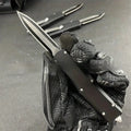 Outdoor camping portable tactical sheath folding knife with black brushed 440C blade and zinc alloy handle