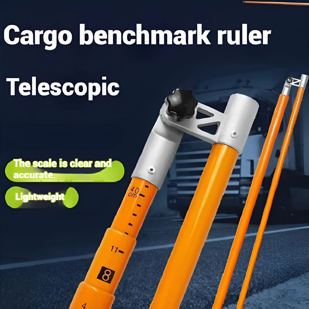 Telescopic fibre glass truck height measuring rod extended fully, showing clear scale markings for height measurement.
